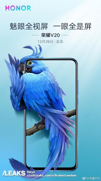 Honor изящно обыграла дырявый экран смартфона Honor View 20 при помощи...экзотических птиц